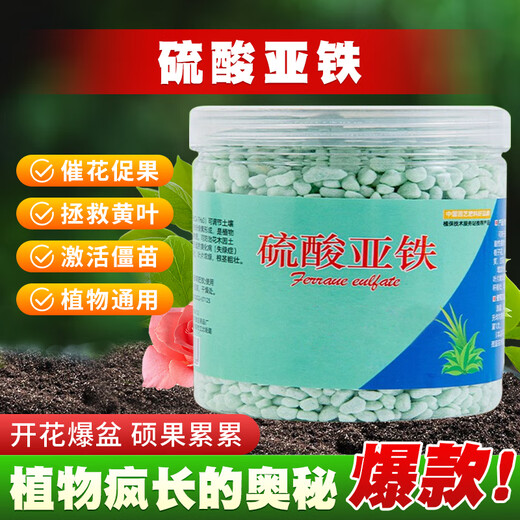 Ferrous sulfate granular fertilizer, acid-loving plant flower fertilizer, preventing yellow leaves, regulating soil, home gardening plant fertilizer, green leaf artifact, ferrous sulfate 200g*1 can