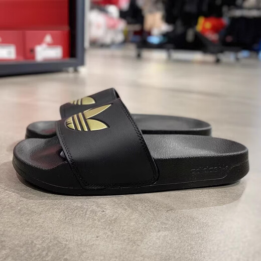 阿迪达斯 （adidas）拖鞋男鞋女鞋情侣款夏季运动拖鞋凉鞋沙滩鞋居 GZ6196黑/暗金/新配色 38
