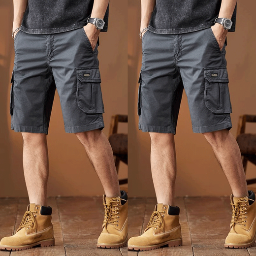 Lingkaqi American Retro Trendy Brand Tooling Shorts für Männer losen 2024 Sommer Neues Mehrfach-T-Fünf-Punkte-Hosen Casual Mid-Pant