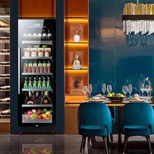 BAIKAILUN office glass door red wine tea beverage cabinet small home commercial living room fruit preservation cabinet air-cooled frost-free refrigerated cabinet display cabinet 1.8 meters dual temperature dual control red wine cup holder