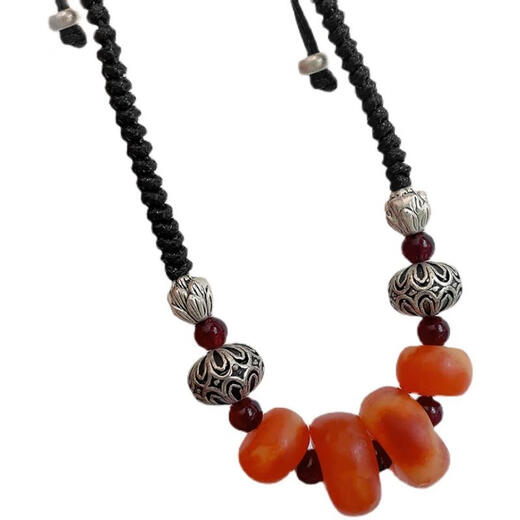 Fat Donglai's same style beeswax braided rope ancient second generation sweater with ornaments ethnic style peace buckle old lock wax women's bone match Mulian Peng peace buckle bracelet