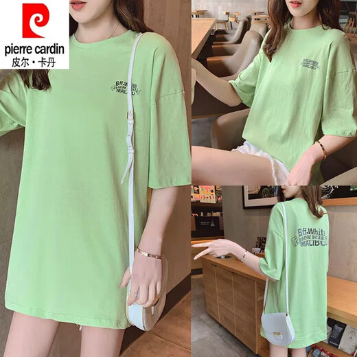 Pierre Cardin 24 NUEVA Camiseta de manga corta de longitud media de algodón puro para mujeres NUEVO ALTER DE NUEVO ESTUDIANTE COREANO ESTUDIANTE A LANZA A LAN TAMAÑO MEDIA 699# Pink Pure Cotton Quality L (recomendado 116-125 Jin [Jin iguala 0.5 kg])