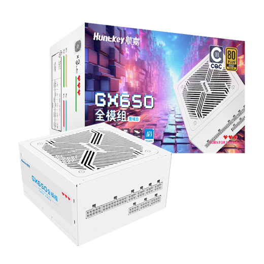 Das Desktop-Host-Netzteil der GX-Serie von Huntkey hat eine Nennleistung von 650 W/700 W/750 W/800 W/850 W. Das breite Computer-Gaming-Netzteil unterstützt die CPU-Übertaktung. GX650M weiß – 650 W, Goldmedaillen-Modul, 80PLUS-Zertifizierung