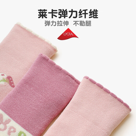 Xiderui baby stockings autumn and winter terry thickened cartoon 06 month baby girl cotton socks loose mouth high socks Happy bunny 3 pairs L (recommended foot length 12-14CM) 1-3 years old