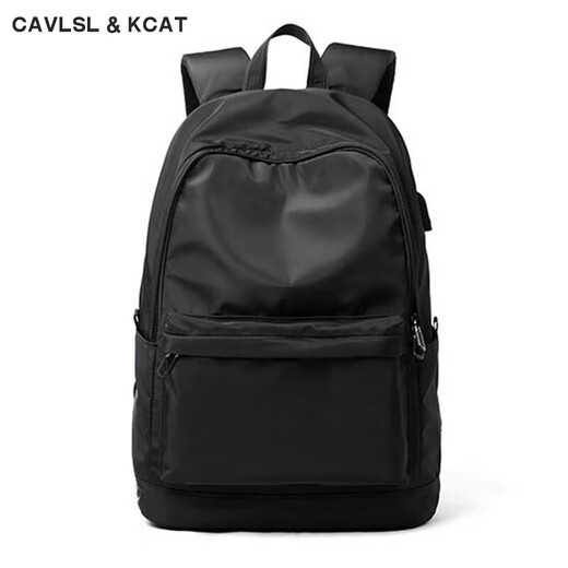 CavlslKcat双肩包男士背包休闲旅行笔记本电脑包轻便大容量初高中大学生书包 黑色16寸 31*16*48cm