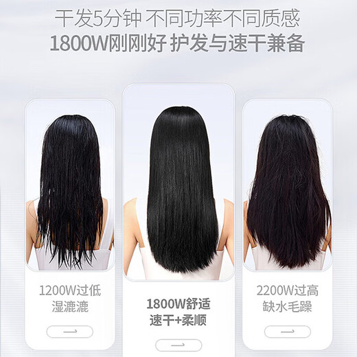 Xiaoshi (showsee) home hotel dormitory hair dryer high power 20 million high concentration negative ions hair care high wind speed drying noise reduction leafless gift portable 1800W high power hair dryer large air volume A10 comes standard with 20 million negative ions