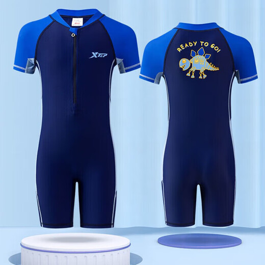 XTEP (XTEP) children's swimsuit boys one-piece small, medium and large children's quick-drying sun protection hot spring swimsuit Navy Blue 10#