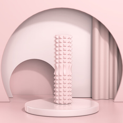 LEDOMODA Solid Foam Roller Mace Muscle Relaxation Leg Massage Roller Stick Fitness Training Pilates Yoga Column 34cm-Hollow Crescent Style Taoyao Powder