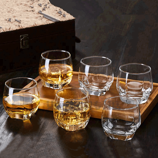 Ocean imported lead-free glass household heat-resistant tea cup water cup thickened whiskey cup beer cup drinking cup 6 whiskey cups (340ML)