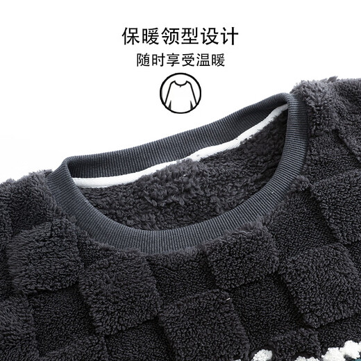 猫人男士睡衣秋冬加绒加厚中华绒套头款可外穿家居服套装 QRQM-12004 L