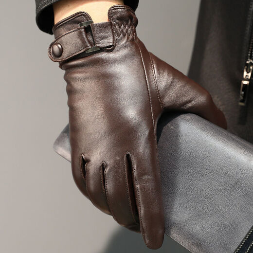 Milechi genuine leather gloves men's winter warm leather gloves for riding motorcycles and driving thin velvet thickened sheepskin gloves black (velvet) XL