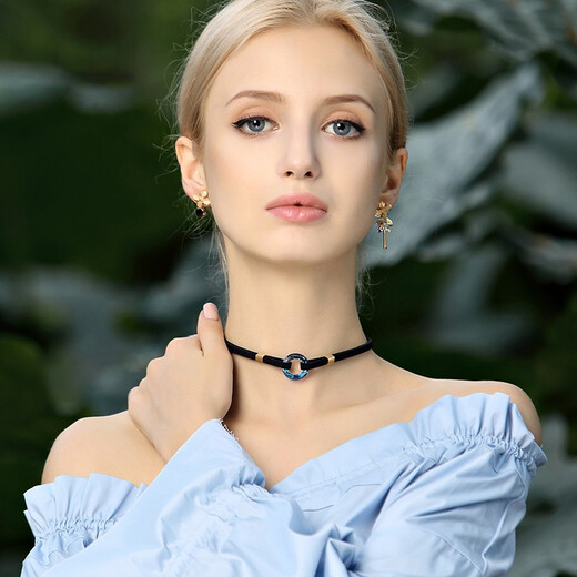 Farcoko brand necklace women's circle choker choker clavicle chain collar fashion jewelry birthday gift for girlfriend and wife colorful blue