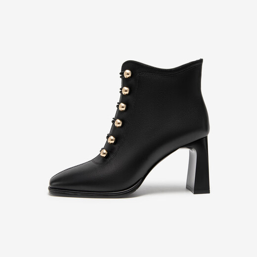 Qianbaidu High Heel Sheepskin Martin Boots Nouveaux bottes courtes de la mode automne et hiver