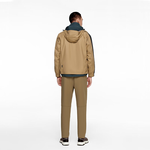 Biyinlefen spring and autumn men's trousers, versatile solid color brushed, windproof, skin-friendly, comfortable, straight-leg casual pants, 40 camel L