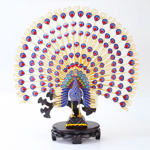 Bertha Denton Cloisonne Peacock Open Screen Ornament Cloisonné Emaille Home Crafts Hochzeit Geschenke Wohnzimmer Dekoration 50 cm