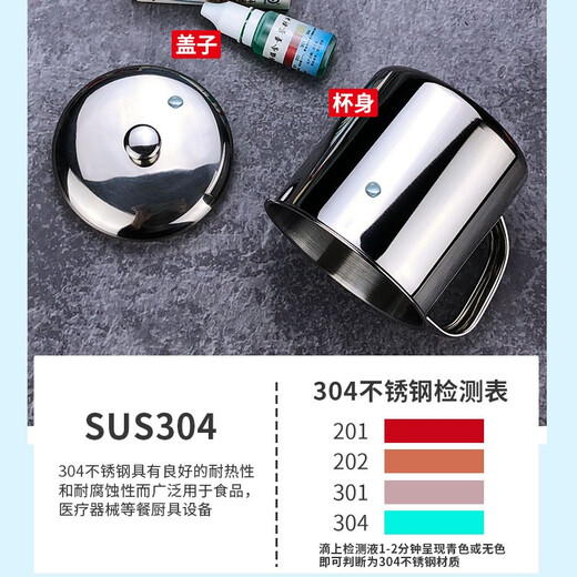 Dimax 304 stainless steel water cup, tea cup, children's kindergarten mouth cup with handle, mouthwash cup, drinking water milk cup, office cup, 9cm (with lid)