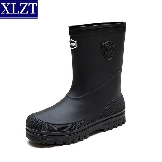 Xlzt modische Herren wasserdichte Schuhe Anti-Rutsch-Regenstiefel mittlerer Karten im koreanischen Stil Japaner Gummischuhe Schuhschuhe Waschwasserschuhe Erwachsene Regenstiefel Schwarze Einzelschicht 41 (255 mm)