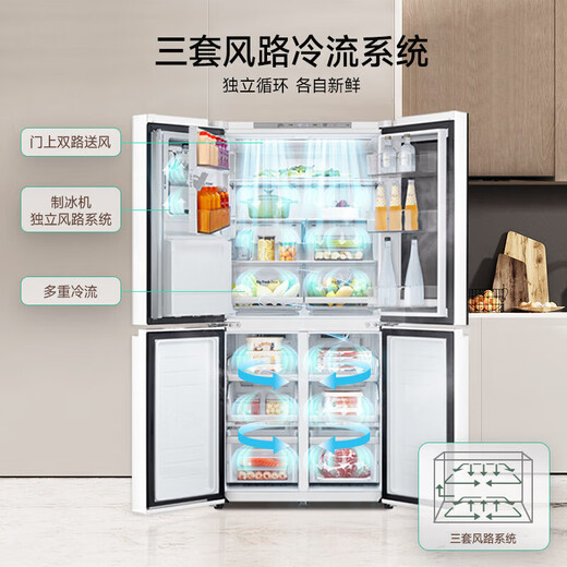 Refrigerador LG de 508 litros con puerta cruzada, máquina de hielo totalmente automática, grifo inteligente para revelar la ventana transparente, sabor fresco, refrigerado por aire, antiescarcha, ultrafino, ahorro de energía, frecuencia variable, gran capacidad, serie de ventana transparente para máquina de hielo doméstica, blanco esencia F544MEH85D