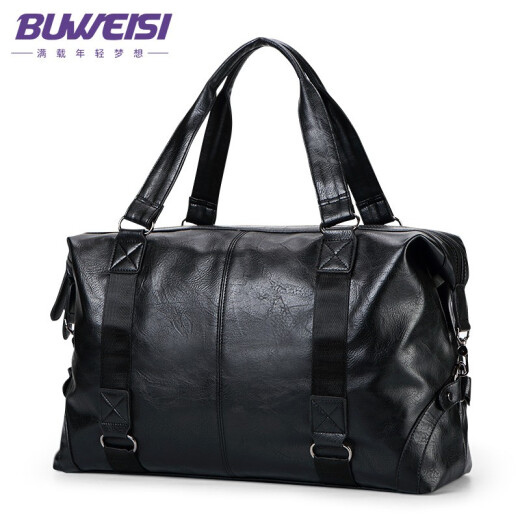 Buvis SL014 black travel bag PU large capacity business short-distance business travel bag men's portable luggage bag