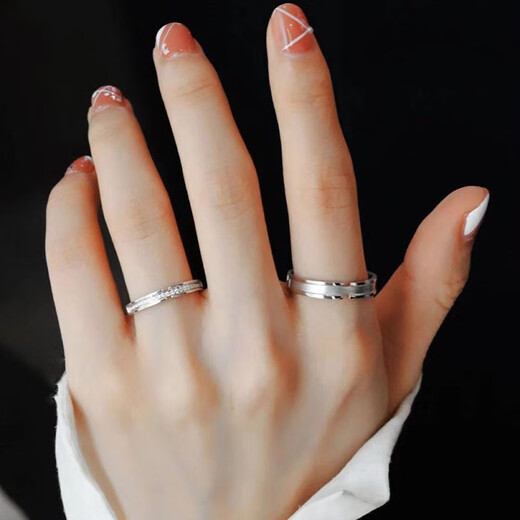 MZMZ platinum couple ring pt950 platinum pair ring set with diamonds fashionable Valentine's Day birthday gift for girlfriend jewelry light luxury model - local warehouse next day delivery - living couple ring