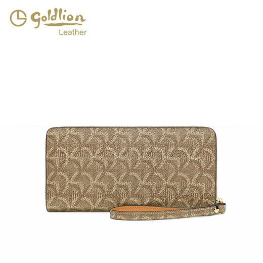 Goldlion Wallet 2024 Neue Mode vielseitige Kupplungsbeutel Retro bedruckte Handtasche Langes Geldbeutel Frauen Khaki