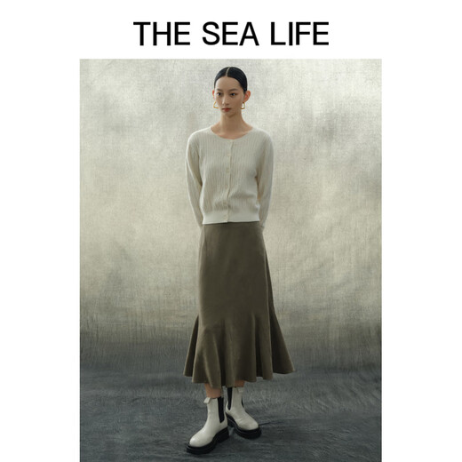THE SEA LIFE半身裙女欧海一生 a字裙高腰鱼尾半身裙秋冬新款13116 茶色 M