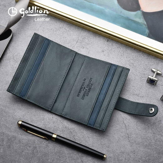 金利来真皮卡包驾驶证翻盖男薄款男士多卡位2025新款卡夹潮 蓝灰色
