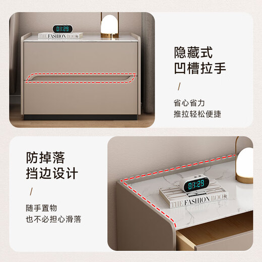 LUOSEN slate bedside table modern simple light luxury high-end bedroom installation-free bedside table light gray