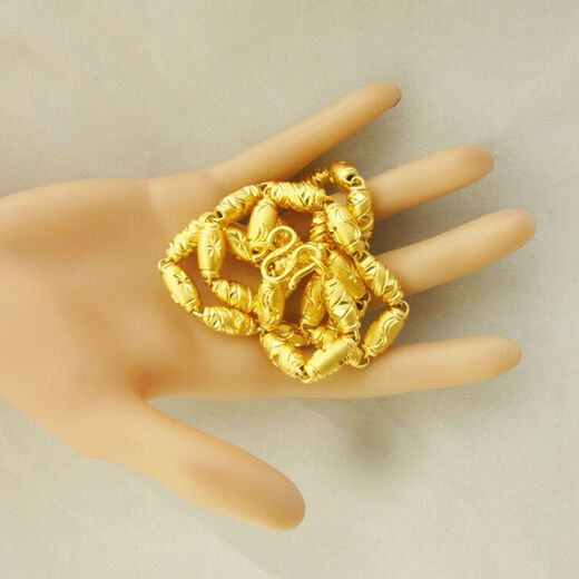 Cherry edge Vietnamese sand gold necklace men's hollow thick 24K simulated gold-plated 999 olive beads non-fading large gold chain 6 mm thick 60 cm 57 grams