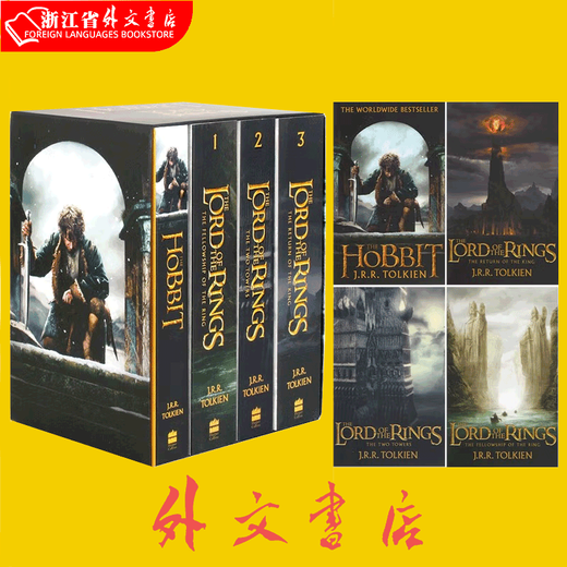 Inglés Importado Stock Original The Hobbit y El señor de los anillos El señor de los anillos 4-Volume Set Paperback Tolkien Tolkien Middle-Tierra Epic Fantasy Novels de películas de ventas extranjeras Extranjeros