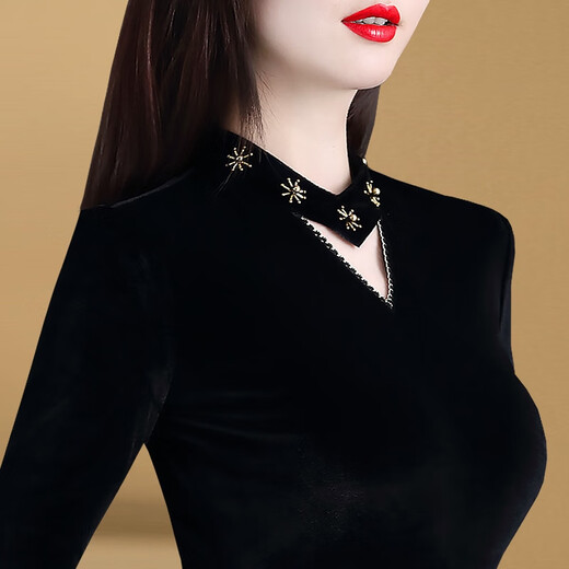 Blue half turtleneck mesh bottoming shirt for women spring and autumn new style 2025 inner wear and outer wear foreign style single wear women's bottoming shirt 853 plus velvet XL recommended 110-120Jin Jin is equal to 0.5 kg