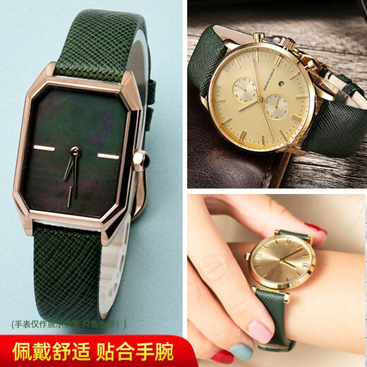 Tachini geeignet für Armani Uhrengurt AR1722 AR1726 AR11149 AR11150 Grüner Gurt für Männer und Frauen Paare Dunkelgrün-Gold-Schnalle 14mm
