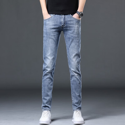 Diotu Autumn New Men's Jeans Light Luxury Brand Trendy Brand Pantalon Slim Ajustement Slim Pantalon Fashion Pantalon Men de mode Pantalon FRENDY Youth Tendy Heavy and Fasha