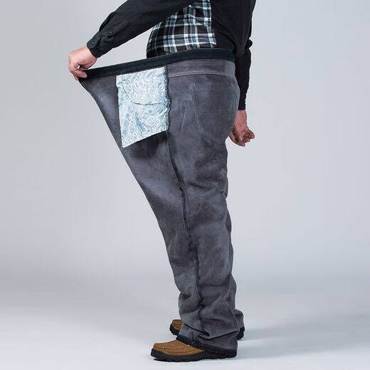 Feishimi extra large plus velours épaissi gros jean pour hommes plus gros jean grande taille pour hommes extensible lâche gros jean 9892 plus style velours bleu foncé 30 2,3 pieds