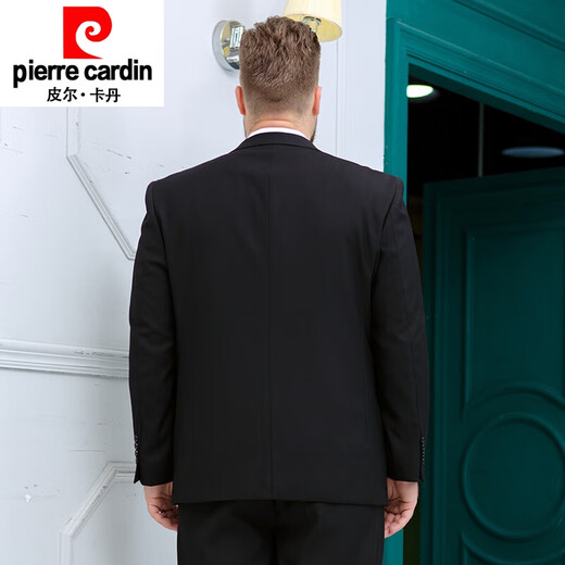 Pierre Cardin Men's Suit Suit Plus Size Professional Interview Formal Wear Business Wedding Plus Size Fat Man Suit Men's Dress Black (Top + Pants + Vest) 7XL 210 Size