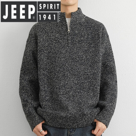 Jeep Spirit Light Luxus Halbzipper Stand Halsband Pullover Herren Winter Wärme Innere Wear Herrenpullover Teenager LO6627 Hellgrau M ungefähr 90 ~ 115 Jin [Jin gleich 0,5 kg] kann getragen werden