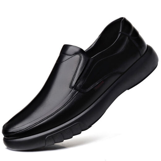 PQPZ Wenzhou leather shoes new leather shoes men's bean shoes British men's business casual leather shoes one-foot soft sole non-slip black 41