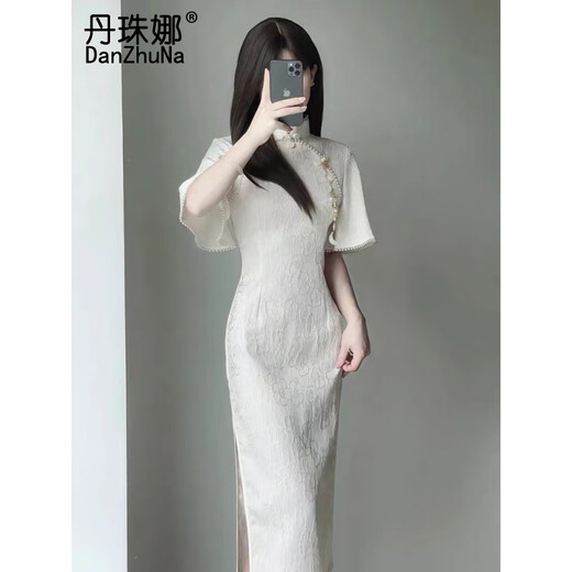 丹珠娜（DanZhuNa）新中式连衣裙子夏天女装2024夏季新款法式假两件温柔风碎花长裙子 1278连衣裙 M