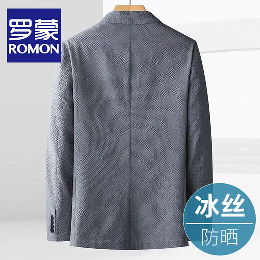 Romon (Romon) Ice Seide Bubble Garn Casual Anzug für Männer dünner Anti-Falten-Anzug 2025 Frühlings- und Sommer-Sonnenschutz Single Western Jacke Hellgrau XL / Größe 180