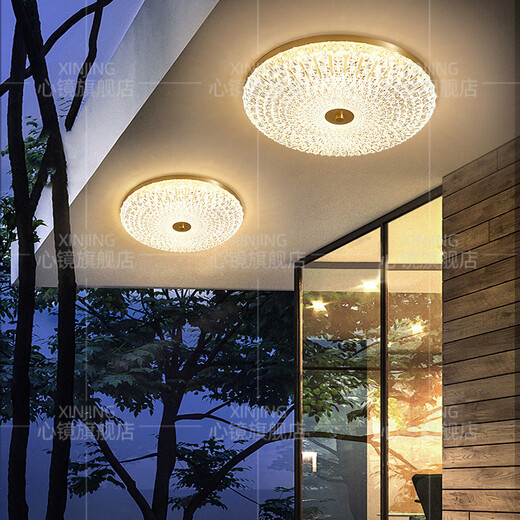 Mirror de corazón de corazón completo Copper del techo al aire libre Villa Entrance de la puerta de la puerta de techo de la puerta del pasillo simple Balcón Balcón Lámpara impermeable Luz de patio X3895-400/Forma redonda