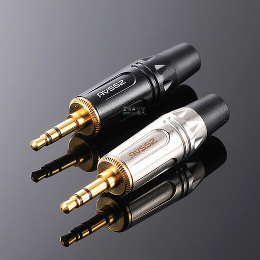 AVSSZ gold-plated stereo 3.5mm headphone microphone connector small three-core two-channel audio plug welding three-section DIY repair AUX cable connector S3.5-BG gold-plated 3.5 plug-black