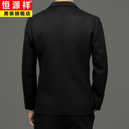 恒源祥双面呢西装外套男中年秋冬厚款商务休闲毛呢单西灰色羊毛西服男装 H2268深灰 L 170