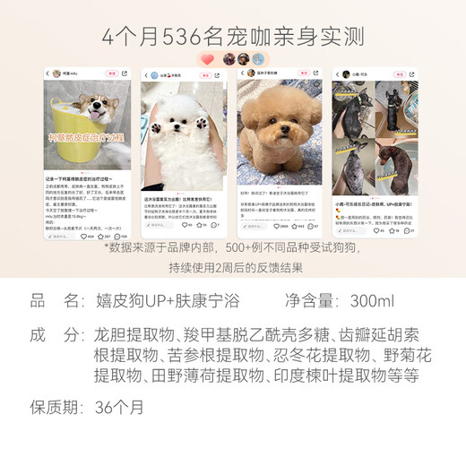 Hippie Dogs Medicated Bath Skin Disease Fungus Cats Anti-Dandruff Bath Special Pet Shower Wash Corning 300ML [Universal Dogs] (Porslane)