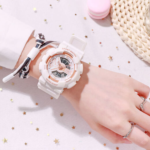 Park RI Watch Schüler Junior High School weiblich Ins Stil Internet Berühmtheit Einfache elektronische Uhr Harajuku Sport frisch 918 692-32 Pink Gold Watch + Batterie