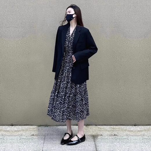 AEMAPE black small suit jacket for women oversize2025 spring and autumn new style high-end loose silhouette casual small man black XL -120-135Jin Jin is equal to 0.5 kg