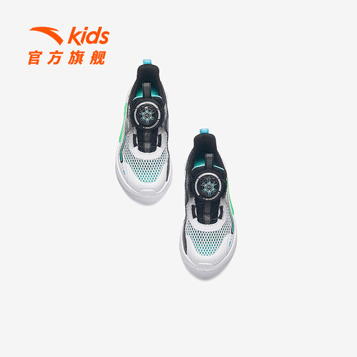 Anta-Kinder-Turnschuhe für Jungen im Sommer 2024 Neues leichter, weicher Sohle atmungsaktives Mesh lässige Laufschuhe Anta-Weiß/Schwarz/Hushui Blue 9904-1 29