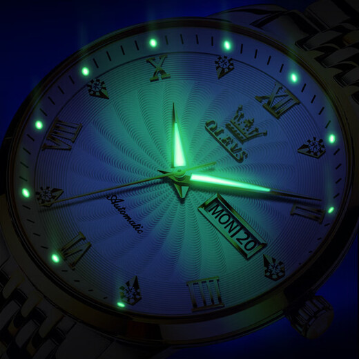 Oleis OLEVS brand watch couple mechanical watch fully automatic luminous waterproof thin model for men and women watch commemorative gifts for wife Steel belt white 6630 couple model + free double belt [National joint guarantee]