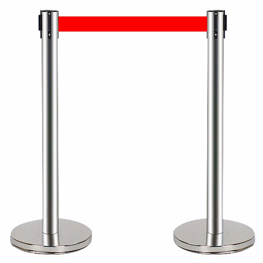 Barrier rod isolation cordon warning column isolation belt telescopic belt stainless steel railing queue guardrail fence 3 meters line brilliant silver [Double upgrade - more durable]