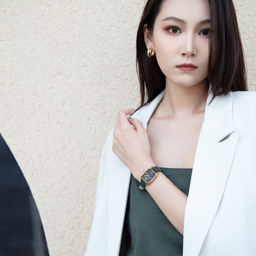 安普里奥·阿玛尼（Emporio Armani）女士石英腕表满天星欧美时尚女表 生日礼物送女友老婆 方盘小绿表AR11149