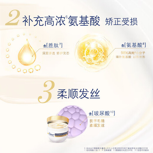 
Dove (Dove) Air-enriched moisturizing fluffy 0 silicone oil shampoo 480mlx2+Small gold bowl hair mask 50gx2